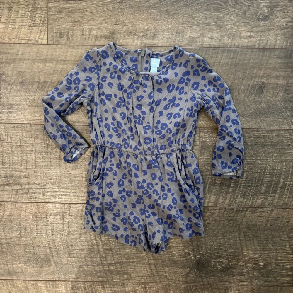 Baby GAP Blue and Gray Leopard Print Romper